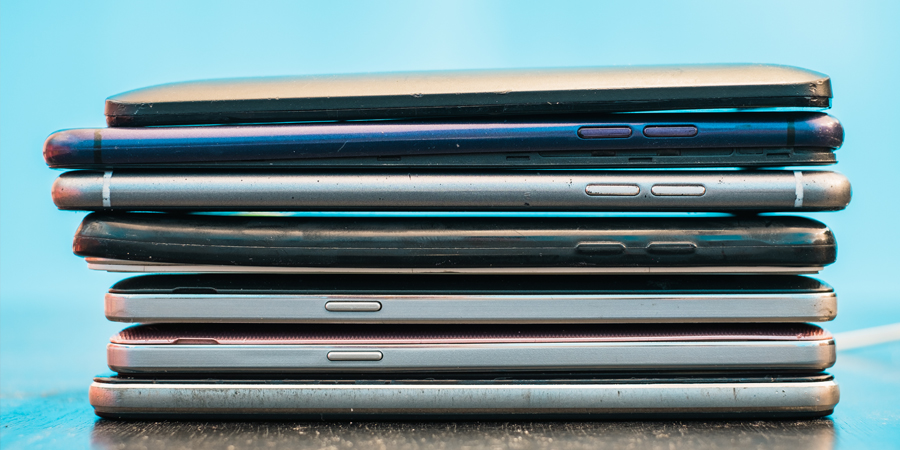 stack of phones