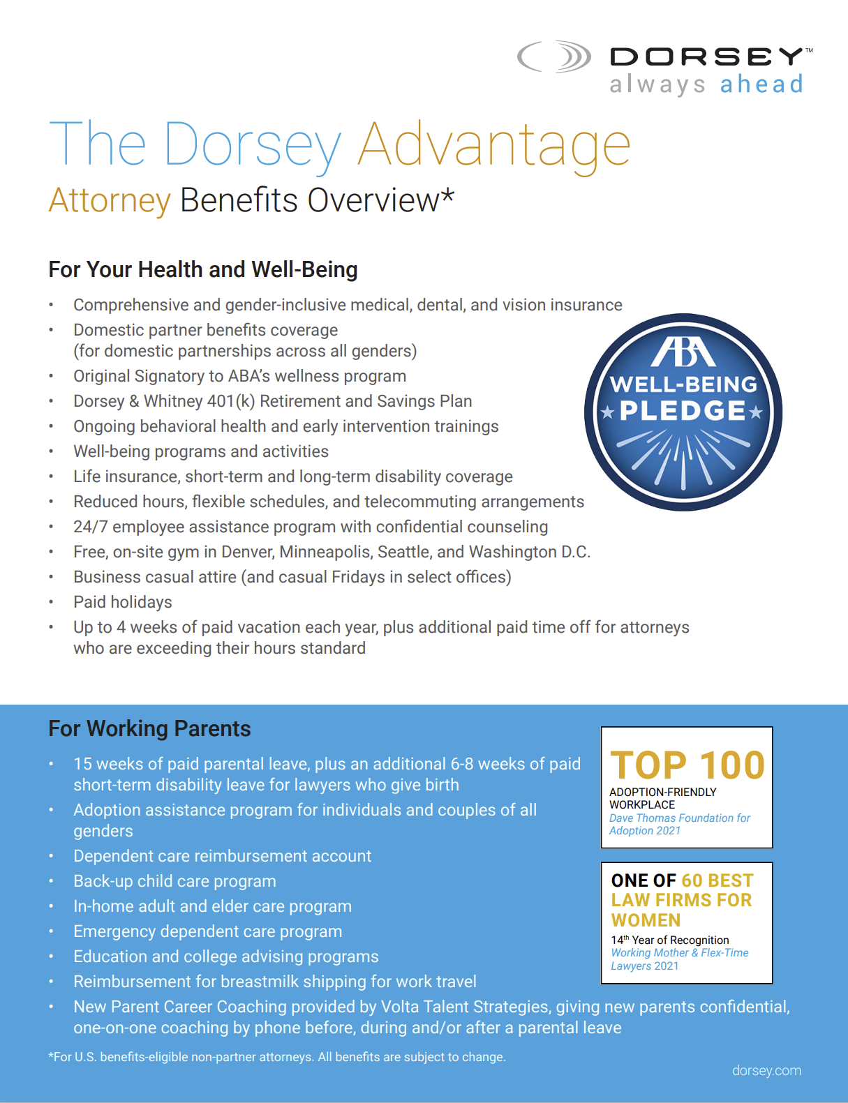 The Dorsey Advantage Attorney Benefits Overview