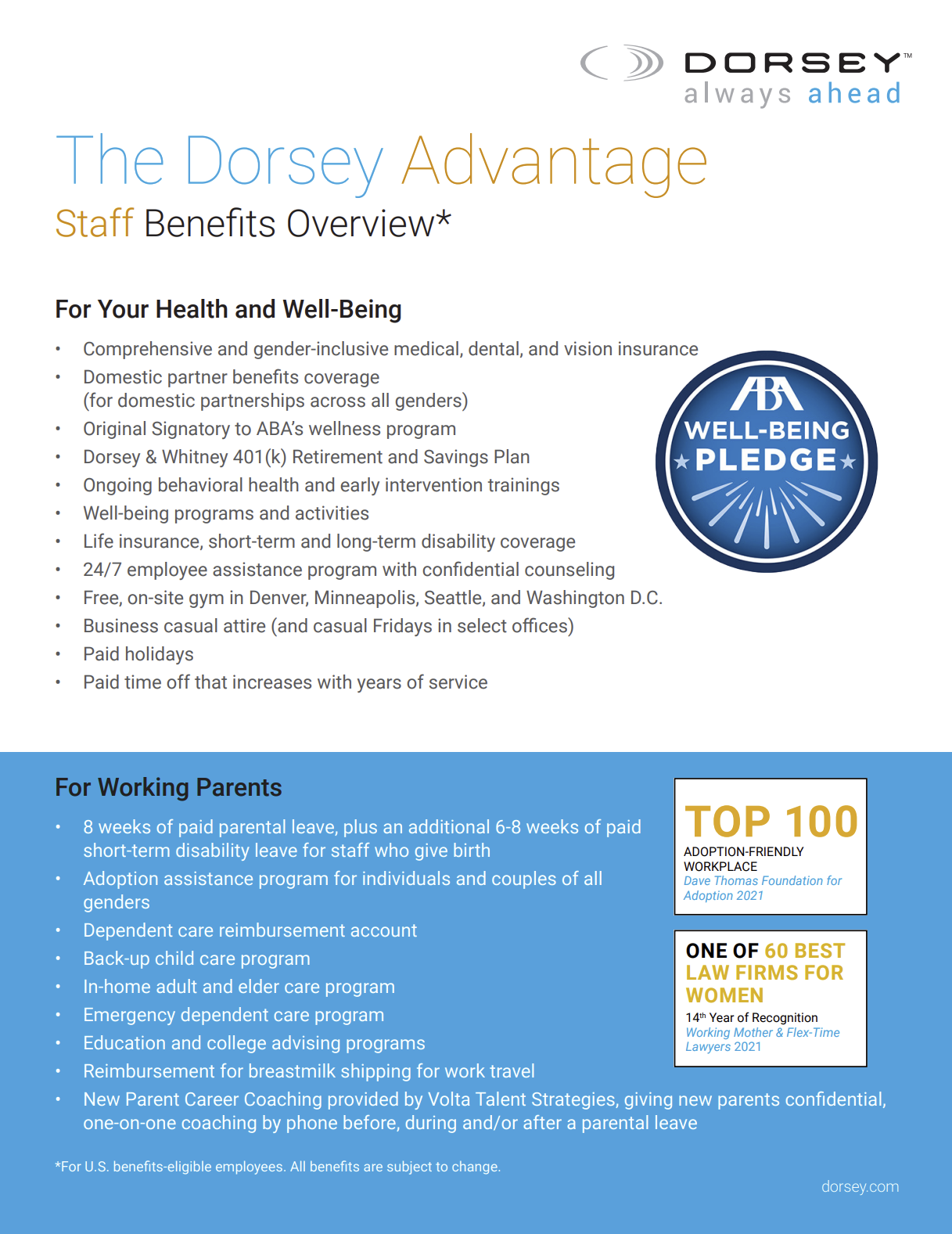 The Dorsey Advantage Staff Benefits Overview