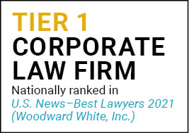 US News Best Lawyers 2021 Tier 1 Corporate Law Firm