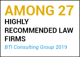 Among 27 Highly Recommended Law Firms BTI Consulting Group 2019