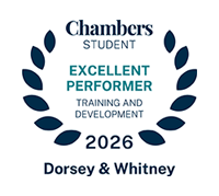 Dorsey Ranked Chambers Student 2026 Excellent Performer in Training and Development
