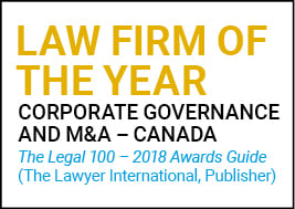 Law Firm of the Year Corporate Governance and M&A - Canada The Legal 100 - 2018