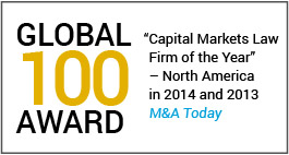 Dorsey Global 100 Award Capital Markets Law Firm of the Year 2013-2014 M&A Today