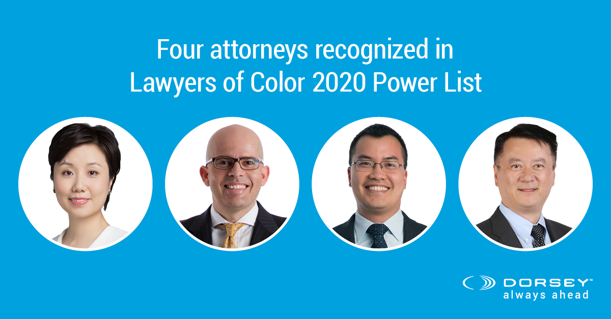 Four Dorsey Partners Selected to Lawyers of Color’s Power List 2020
