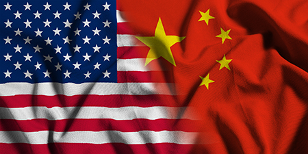 United States and China flags